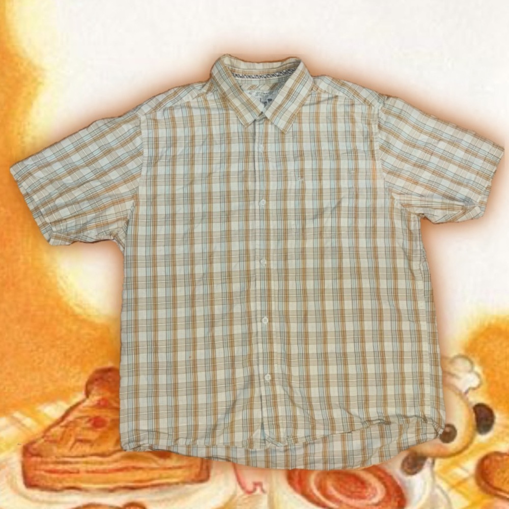✺ Blue Brown Cream Plaid Dad Button Down Shirt ✺